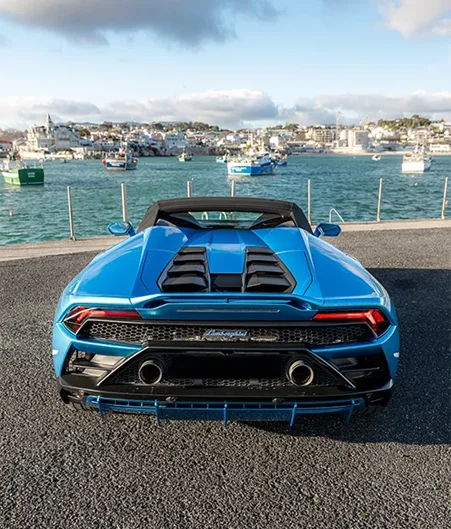 Rent a Lamborghini Huracán Evo Spider Blue Car in Algarve